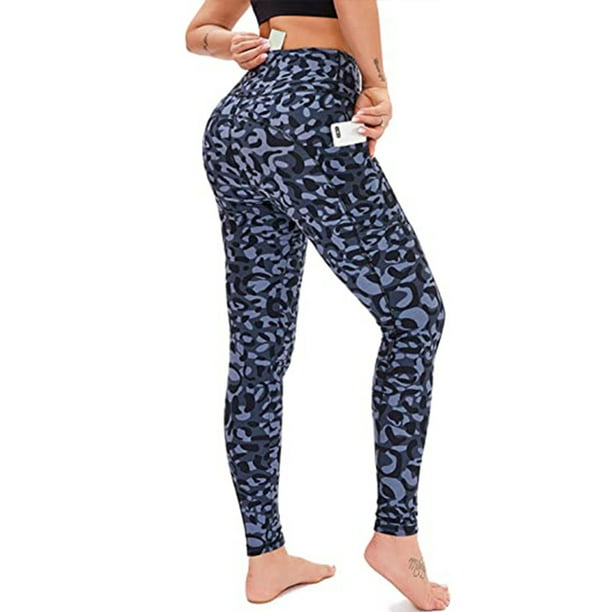 Workout Leggings for Women Tummy Control,High Waist Yoga Pants with Pockets Leopard Camo Ankle Tights 